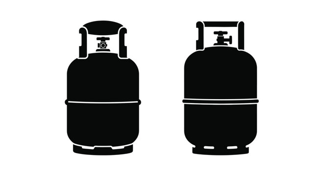 Two black silhouette illustrations of propane gas tanks side by side
