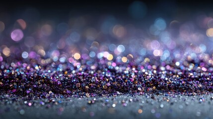 Defocused abstract glitter background with silver, purple, and blue lights creating a beautiful banner, ideal for stock market visuals
