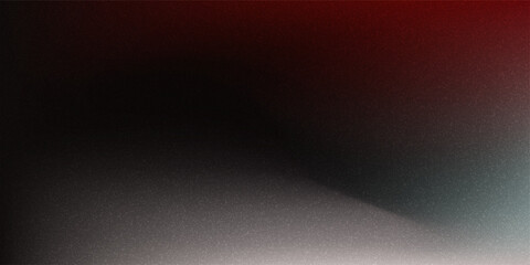 Red and white abstract gradient shape on black grainy background with blur and noise texture effect modern minimal banner design with copy space