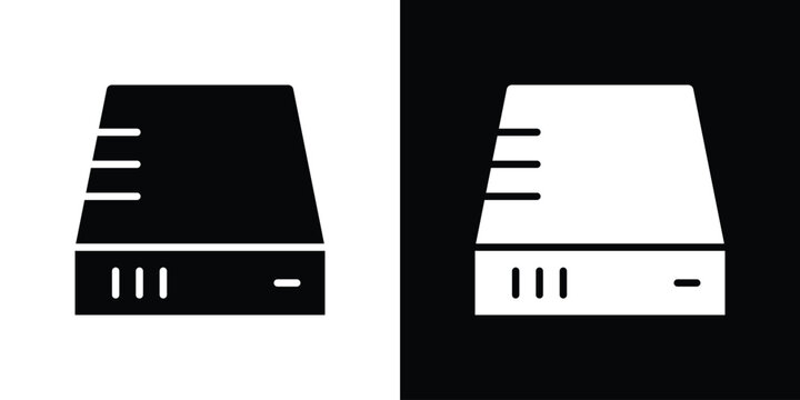 Hard Disk icons in black and white shilhouette style for App Ui