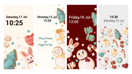 Funny wallpaper for the phone screen. Christmas screen for smartphone with cookies. Background image for the screen.