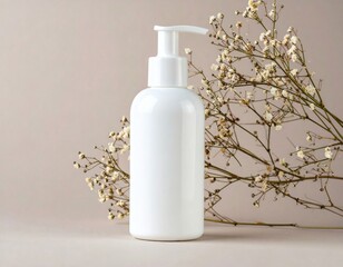 Minimal Skincare Bottle Mockup on Clean Pastel Background