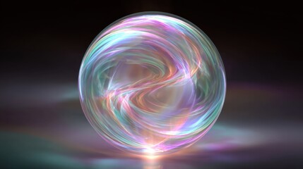 A colorful ball with a rainbow swirl pattern. The ball is surrounded by a dark background. The colors of the ball are vibrant and eye-catching, creating a sense of energy and excitement