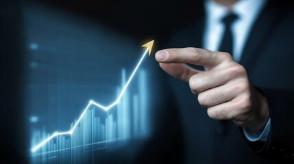 An upward trend graph showcasing significant business growth as well as overall market success over time