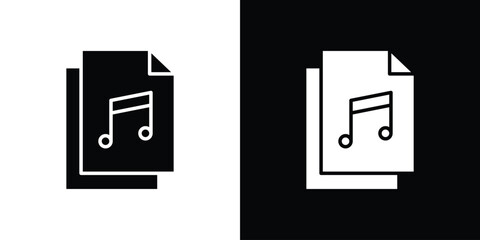 Music File icons in black and white shilhouette style for App Ui