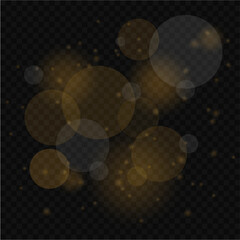 Soft Gold Bokeh Light Overlay Vector on Transparent Background