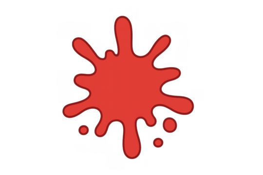 Red liquid ink splat dropping and splashing on a transparent background, abstract paint stain or blob spreading - Powered by Adobe