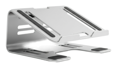 Laptop stand for ergonomic comfort at home office workspace isolated on transparent background