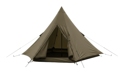 Camping adventure tent setup in nature daytime view isolated on transparent background