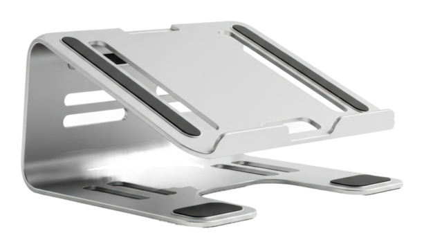 Laptop stand for ergonomic comfort at home office workspace isolated on transparent background