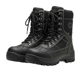 Tactical boots for adventures urban product isolated on transparent background