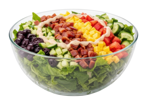 Fresh colorful salad bowl kitchen food bright lighting isolated on transparent background