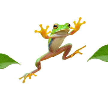 Frog jumping in nature colorful animal scene vibrant environment isolated on transparent background