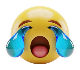 Crying emoji expressing sadness digital isolated on transparent background