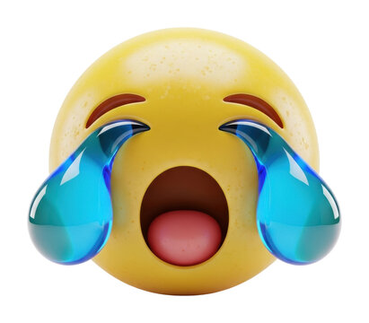 Crying emoji expressing sadness digital isolated on transparent background