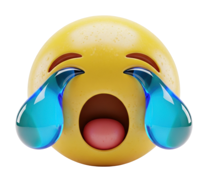 Crying emoji expressing sadness digital isolated on transparent background