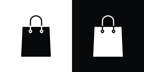 Shopping bag icons in black and white shilhouette style for App Ui