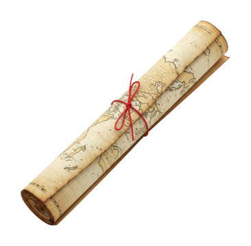 Exploring ancient maps historical discovery travel adventure isolated on transparent background