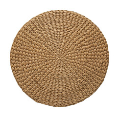 Stylish round woven placemat home dining table natural fiber isolated on transparent background