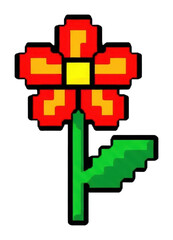 Fototapeta premium Colorful pixel flower digital design nature creative environment isolated on transparent background