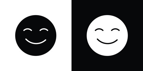 Smile icons in black and white shilhouette style for App Ui