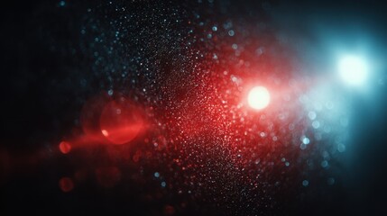 Noisy film texture with light leaks featuring a red light leak overlay effect with blurred light on a black background