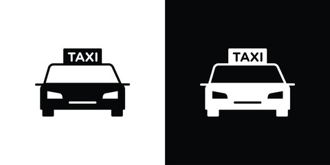 Taxi icons in black and white shilhouette style for App Ui