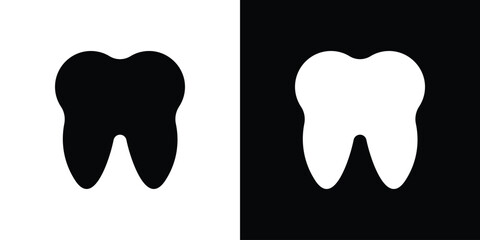 Tooth icons in black and white shilhouette style for App Ui