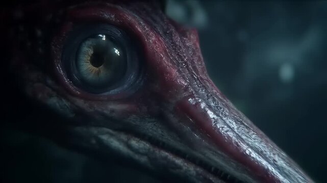 Prehistoric Predator Close-Up: Intriguing Gaze of an Ancient Reptilian Creature