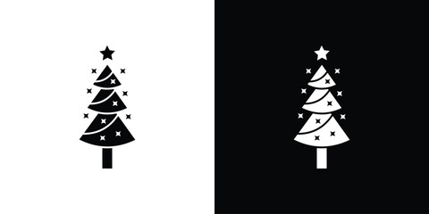 Tree christmas icons in black and white shilhouette style for App Ui