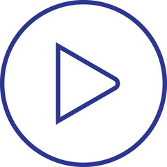 Blue Play Button Icon Inside Circle Outline start media