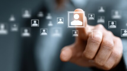 Hr professional selecting candidates from a virtual pool of top job applicants for Workforce Planning