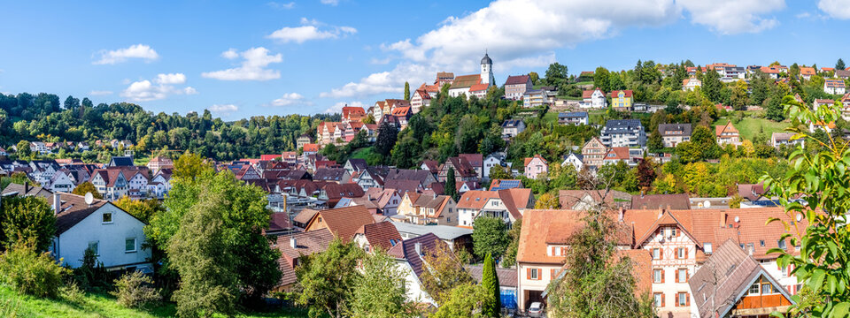 Blick &uuml;ber Altensteig, Schwarzwald, Deutschland 