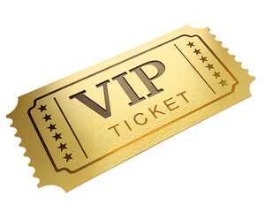Golden VIP Ticket, transparent background