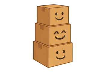 Obraz premium Stack of happy cardboard boxes delivering cheerful packages, concept for moving, shipping, and delivery services