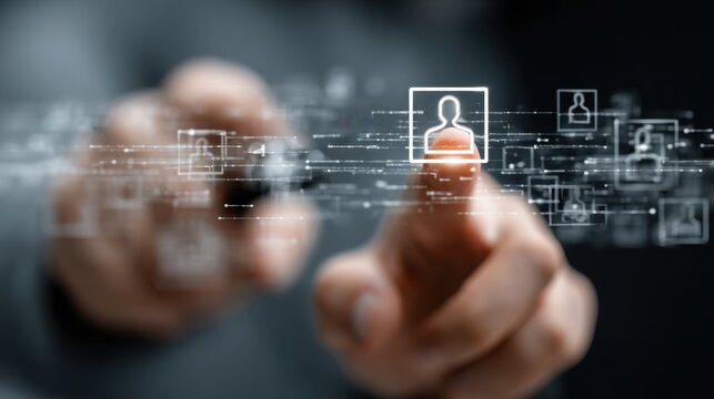 Hr professional selecting candidates from a virtual pool of top job applicants for Workforce Planning