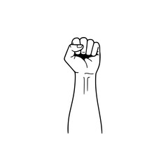 Empowering fist held high symbolizes strength, determination, and unity for social justice movements and human rights advocacy, originally a scalable graphic