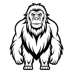 Obraz premium Eastern Gorilla Line Art Vector Illustration on White Background