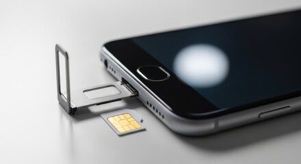 Professional close-up of SIM card tray ejecting from sleek smartphone for easy upgrade or repair