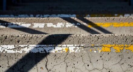 Cracked concrete steps with peeling paint create a textured urban backdrop, perfect for industrial designs or gritty cityscape visuals