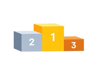 Three tiered victory podium with numbers one two and three for first second and third place winners