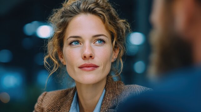 Business woman consults with male client on finance management at office - Powered by Adobe