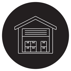 Warehouse Icon, Storage Facility, Logistics Center, Inventory Warehouse, Distribution Depot, Illustration, vector