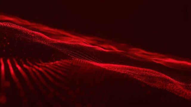Abstract red glowing wave pattern, futuristic digital background with smooth lines and light effects