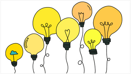 Glowing Light Bulb Vector Illustration, Bright Idea Concept Graphic, Illuminated Innovation Symbol, Creative Solution Icon, Isolated Energy & Enlightenment Asset.