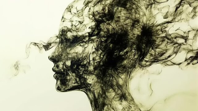Contemplative Mindscape: An abstract exploration of thoughts and emotions depicted as smoke