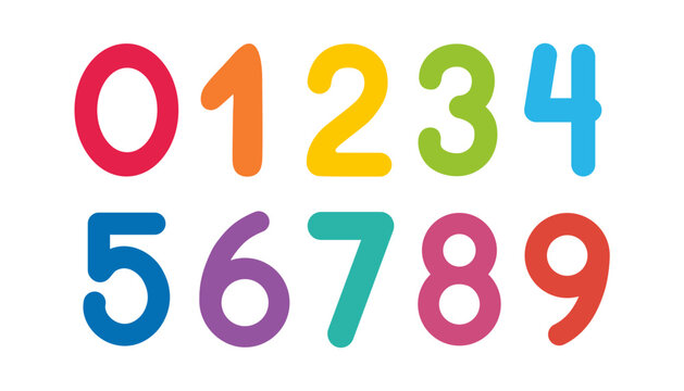 set of numbers for kids on white background. Colorful Digits for school and preschool. Vector illustration