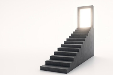 Fototapeta premium A staircase leading to a glowing door. Space for text.