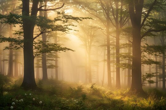 Misty Morning in the forest - Powered by Adobe