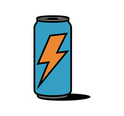 Stock vector illustration of energy drink can with lightning bolt for branding and marketing use